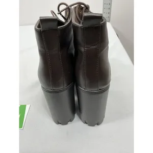 Womans New Lace Up Chunky Platform Ankle Boots Size 8 Brown Lug Heel thumbnail 4