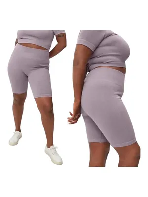 Everlane Purple Lilac Seamless High Rise‎ Knit Ribbed Bike Shorts Size XS/S NWT thumbnail 2