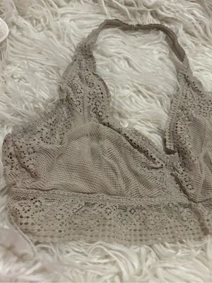 Aerie XL Gray Taupe Lace Halter Bralette Wireless thumbnail 3