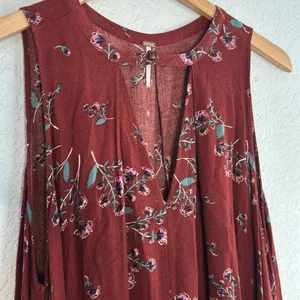 Free People Rust Red Swing Top Dress Festival Choker Boho Babydoll Summer Fall thumbnail 5