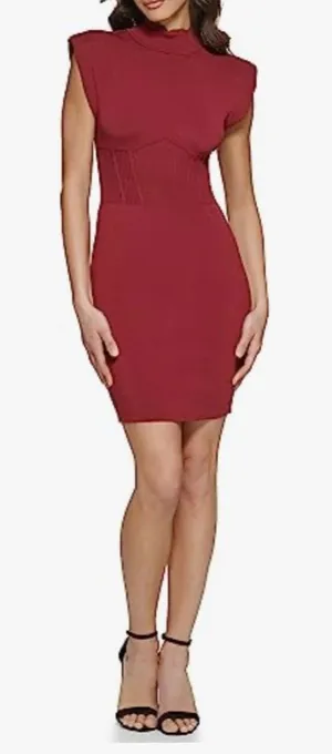 Guess Bodycon Dress‎ Wine Red Size XL NWT Mock Neck Party Mini thumbnail 1