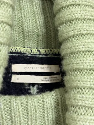 Anthropologie Fair Isle Mint Green Turtleneck Tunic Chunky Sweater - Size M thumbnail 6