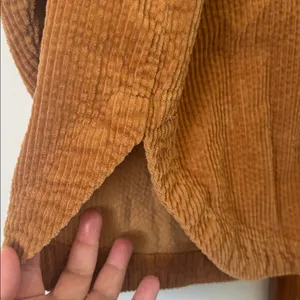 Corduroy Snap Button Shirt S • Duck Brown Western Ranch Shacket curved hemline thumbnail 2