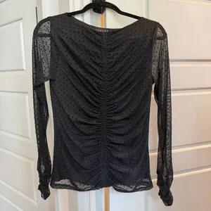 LAUNDRY by Shelli Segal Boatneck Long Sleeve Ruched Mesh Top thumbnail 3