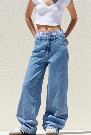 Pacsun Medium Indigo Boxer Boyfriend Jeans (removable boxer waistband and high-rise design) thumbnail 1