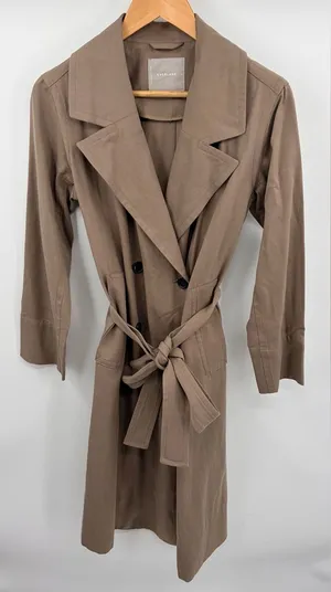 Everlane the drape trench coat with belt gray tan women’s XS chic mature thumbnail 1