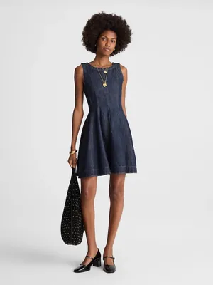 Madewell Airy Denim Circle Mini Dress in Rinse Wash NZ106 Size M NWT thumbnail 2