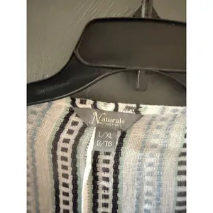 Natural Reflections Blue Striped‎ Frayed Kimono Wrap L/XL Coastal Cardigan thumbnail 3