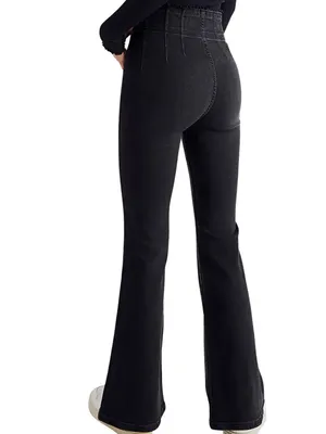Free People We The Free Black High-Rise Flare Jeans thumbnail 2