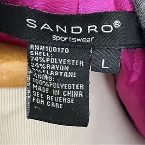 Sandro Sportswear Zebra Print Belted Blazer Jacket Black Gray L thumbnail 7