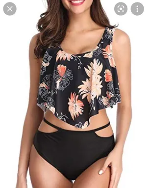 SouqFone Swimsuits Women Bathing Suits Ruffled Flounce Top thumbnail 2