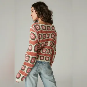 Lucky Brand Geo Crochet Cardigan Size L New w/Tag $149 thumbnail 3