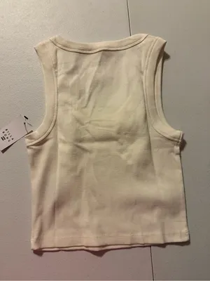 Billabong Block Party White Floral Ribbed Cropped Tank Top Small NEW thumbnail 6