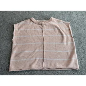Universal Threads Peach White Striped Knit Sweater Vest Sleeveless Crew Neck L thumbnail 2
