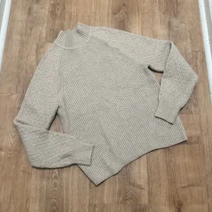 Calvin Klein | Women's Cream Beige Ribbed‎ Mock Neck Textured Knit Sweater, S thumbnail 1