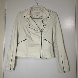 Anthropologie Marrakech Ivory cream moto zip cotton jacket size xxs thumbnail 1