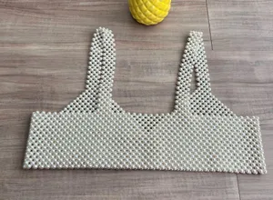 Elegant White Beaded Crop Top Size M thumbnail 6