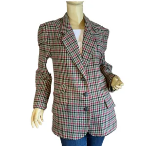 Vintage 1980'S Jack Set Cotton Blend Houndstooth Print Blazer (12) thumbnail 2