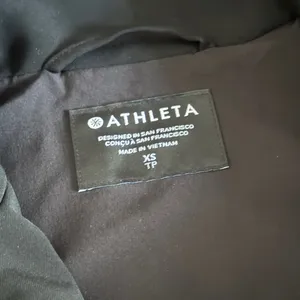 Athleta black and cream cinchable adjustable zip up track jacket thumbnail 8
