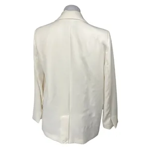 Zara Women's White Double Breasted Notch Collar Long Sleeve Blazer Coat Jacket M thumbnail 2