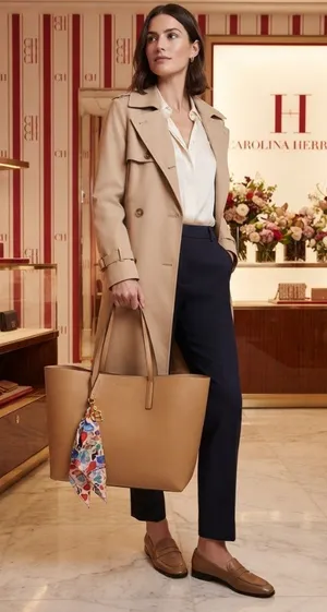 ✨ Auth Carolina Herrera Leather Tote Bag + Designer Scarf Charm ($200 Value) ✨ thumbnail 1