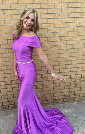Jessica Angel Purple formal prom dress thumbnail 2