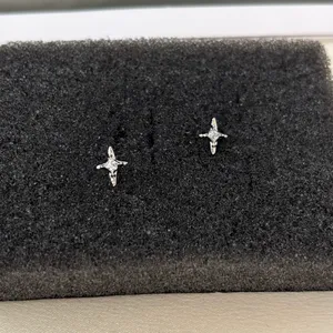 8mm CZ Star Stud Earrings for Men Women Streetwear Hip Hop Punk Unisex Earrings thumbnail 3
