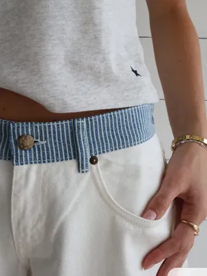 Studio seven designs Jodie Jeans white with blue trim thumbnail 4