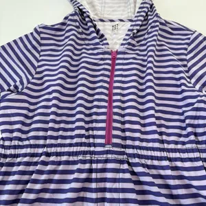 Title Nine 3/4 Sleeve Purple Striped 1/2‎ Zip Hooded Athleisure Dress Pockets XL thumbnail 10