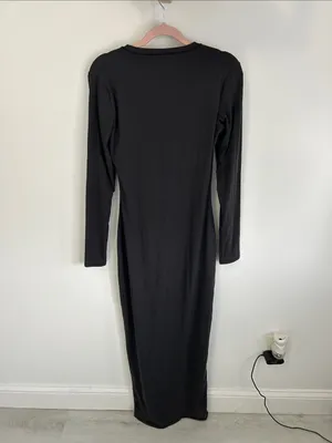 Skims Fits Everybody Long Sleeve Crewneck Dress Black thumbnail 5