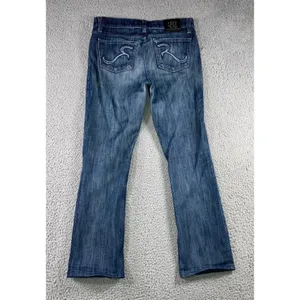 Rock & Republic Bootcut Jeans Women 29 Embroidered Pockets Low Rise Grunge Biker thumbnail 2