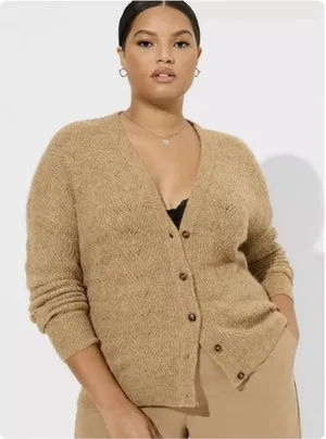 NWT Torrid Beige Vegan Cashmere Button Up Cardigan Sweater‎ Size 1X thumbnail 1