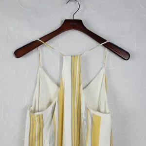 Cage Womens Slip Dress L Yellow Striped Babydoll Racerback Spaghetti Strap Mini thumbnail 7