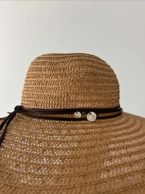 Walmart Summer Beach Boho Wide Brim Straw Sun Hat with Decorative Band thumbnail 4