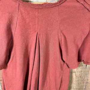 Bohme Rust Red Cotton Blend Pleated Flutter Sleeve Boho Blouse Top Small S thumbnail 8