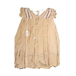 Free People Will‎ Wait For You Dress Women's Medium Natural Boho Ruffle Festival thumbnail 10