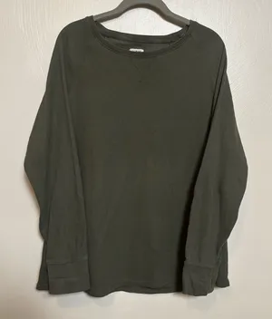 LL Bean Women’s Shirt Long‎ Sleeve Waffle Texture Crew Neck Green XL Petite thumbnail 1