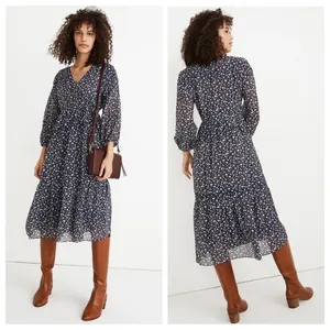 Madewell Tie-Waist Midi Dress in Harvest Vine - Size XL thumbnail 2