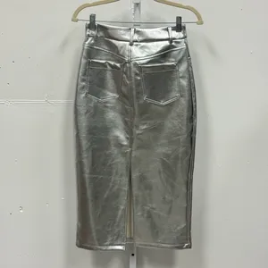 NWT 7 For All Mankind Women's‎ Midi Pencil Skirt Size XS Silver Metallic Pockets thumbnail 2