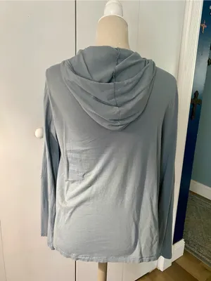 LOFT Light Blue Hoodie Cardigan thumbnail 4