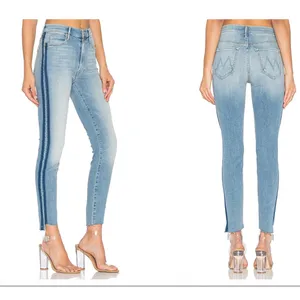 MOTHER The Insider Crop Step Fray Jeans Women 30 Light Kitty Rager Side Stripe thumbnail 3