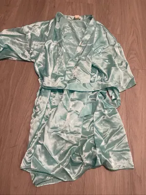 Silky Light Aqua Women's Satin Robe - Lightweight Lounge Wrap thumbnail 1