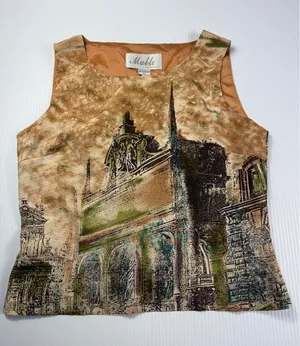 Mable Vintage‎ Sleeveless Top Cityscape Print Artsy Tank Top Size 42 thumbnail 1