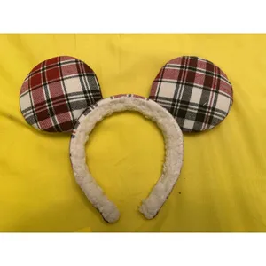 Disney Parks 2022 Holiday Plaid Sherpa Minnie Mouse Ear Headband thumbnail 2