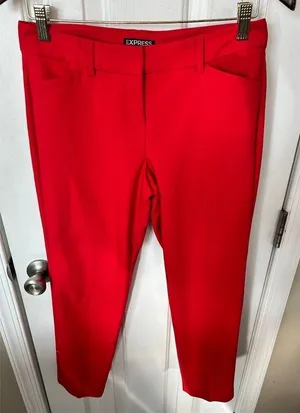Express red editors pants skinny size 2R stylish work attire work pants dress pa thumbnail 1