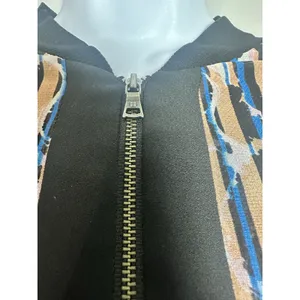 BCBGMAXAZRIA Harrison Mixed Print Bomber Jacket - Blue & Tan Abstract‎ - XS thumbnail 5