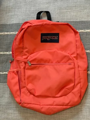 Jansport Coral and Black Backpack Excellent Used Condition thumbnail 1