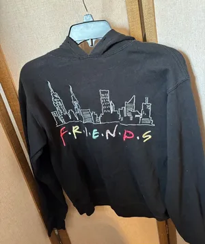 FRIENDS Black Pullover Sweatshirt with White Logo Print XS thumbnail 1