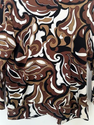 Cato Top Size L Brown White Black Retro Swirl O-Ring V-Neck 3/4 Sleeve thumbnail 5