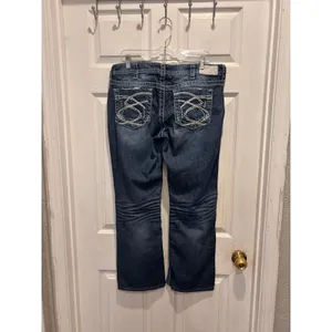 Silver‎ Jeans Lola Straight Leg Dark Wash Distressed Thick Stitch W33 L28 Denim thumbnail 6